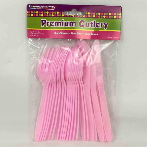 Pastel Pink Plastic Cutlery For Sale